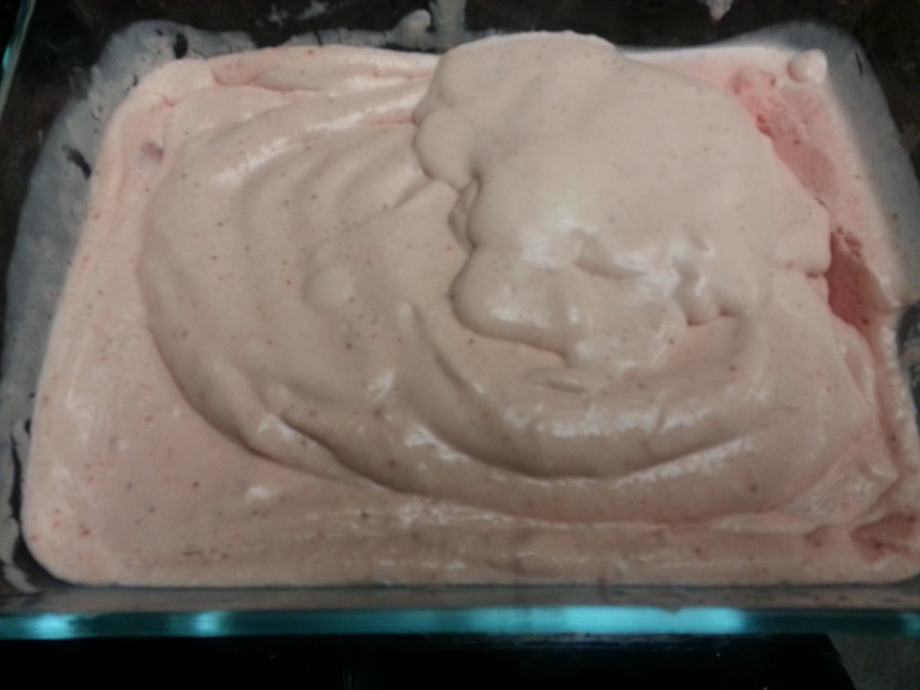 You can eat it like soft serve straight from the processor or put it in the freezer for 30min. for hard ice-cream!