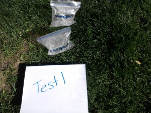 Our Test Bags: Baking Soda Tablets and Vinegar="POP!"