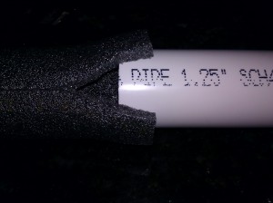 Fit PVC tube into foam tubing