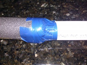 Duct tape foam to PVC