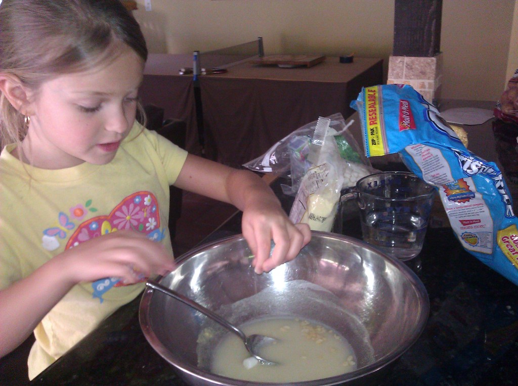 My daughter is doing her Kitchen Chemistry while I get dinner prepared!